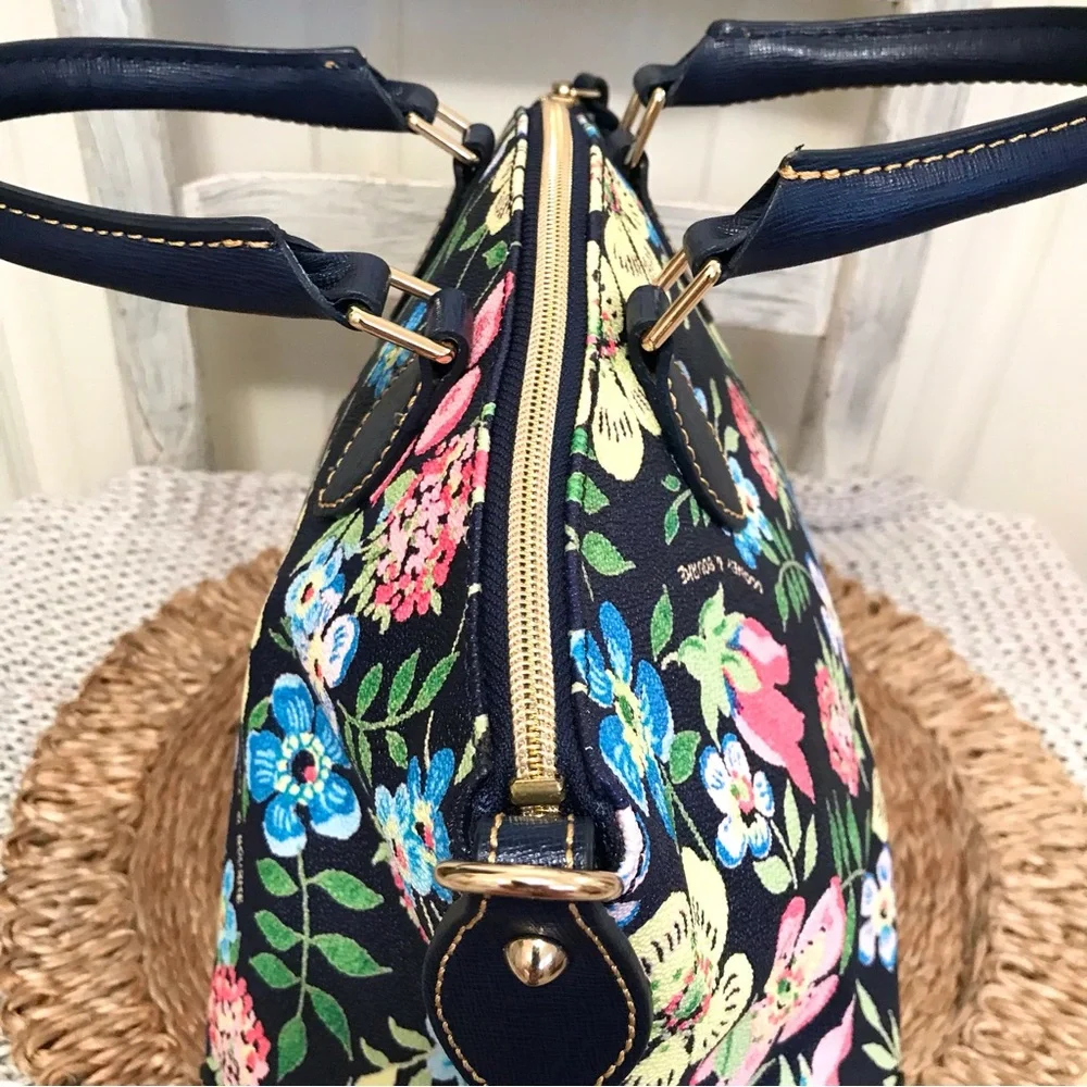 Dooney & Bourke Cottage Garden Ruby Satchel Midnight Blue